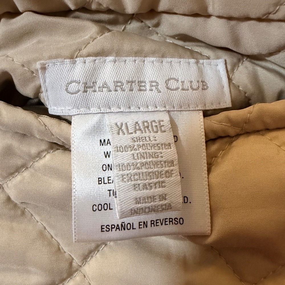 Charter Club Reversible Vest Leopard Print/Beige Soft Pockets Quilted Zip Sz XL - Picture 10 of 13